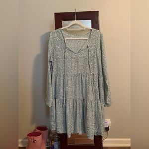 Green & white dress